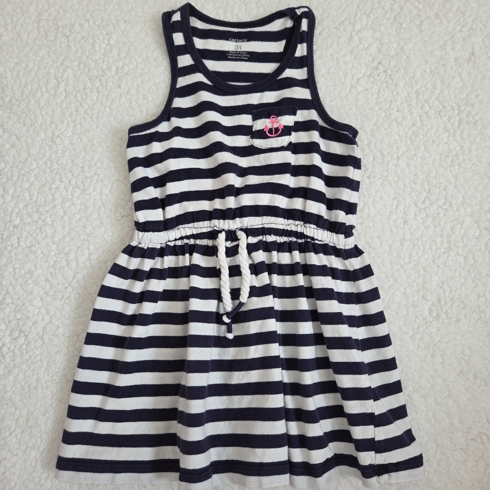3t Carters Anchor Navy Striped Dress